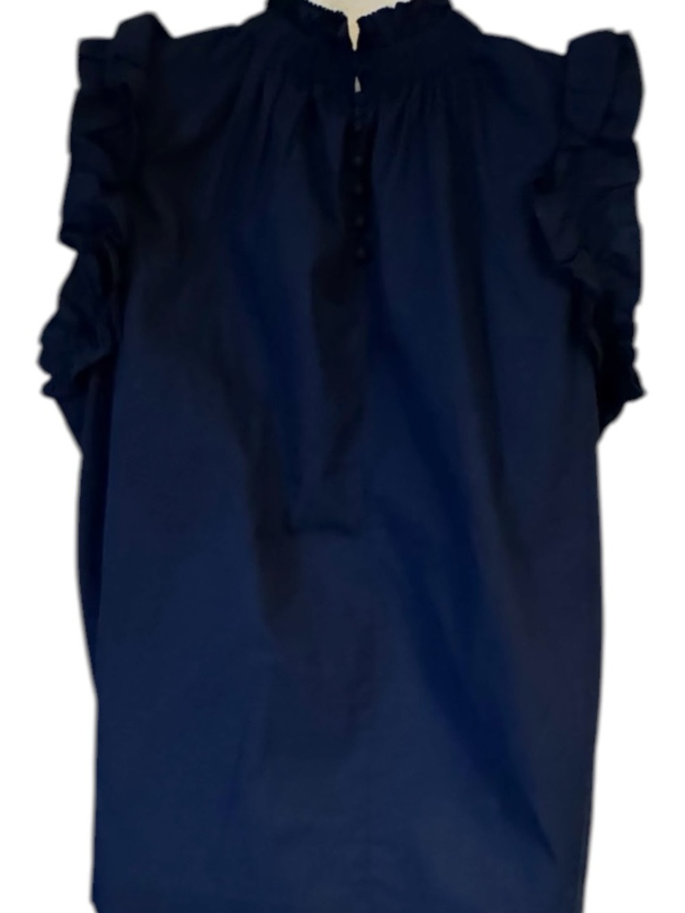 NWT Navy Ruffle Sleeveless Cotton Spring/Summer Top LARGE #12 - Picture 4 of 9